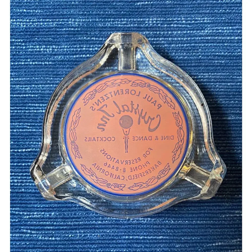 VTG Crystal Inn Bakersfield CA Dine Dance Cocktails Advertising Glass Ashtray
